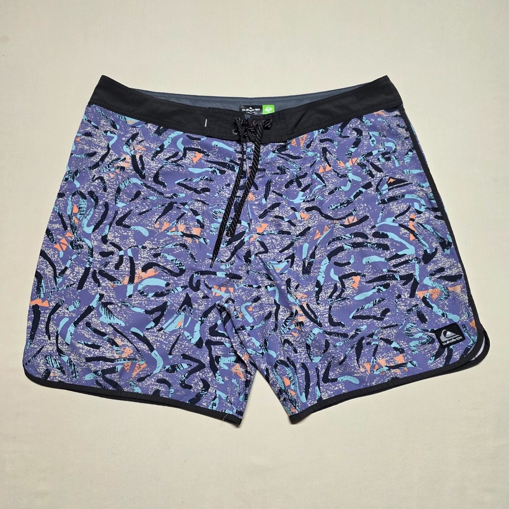 Quiksilver Highline Men Board Shorts Size 40 Purple Graphics Above the Knee